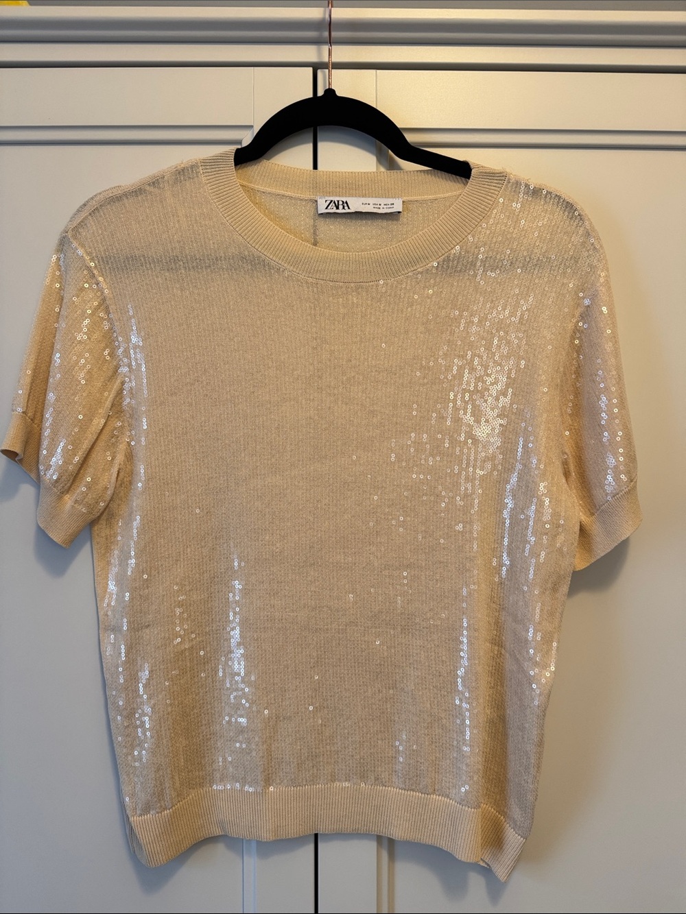 Zara Sequin TShirt - Cream - Medium